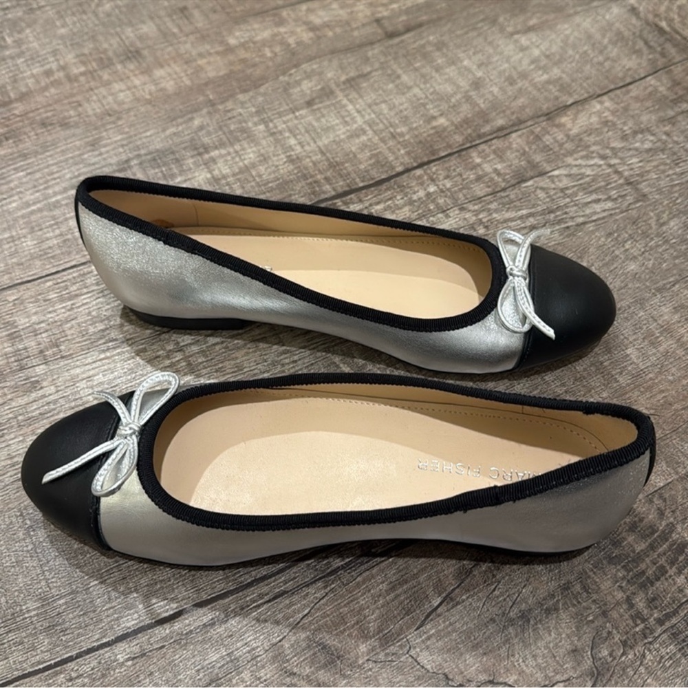 NWOB Marc Fisher - Jodi Slip-On Ballet Flats in Black/Silver